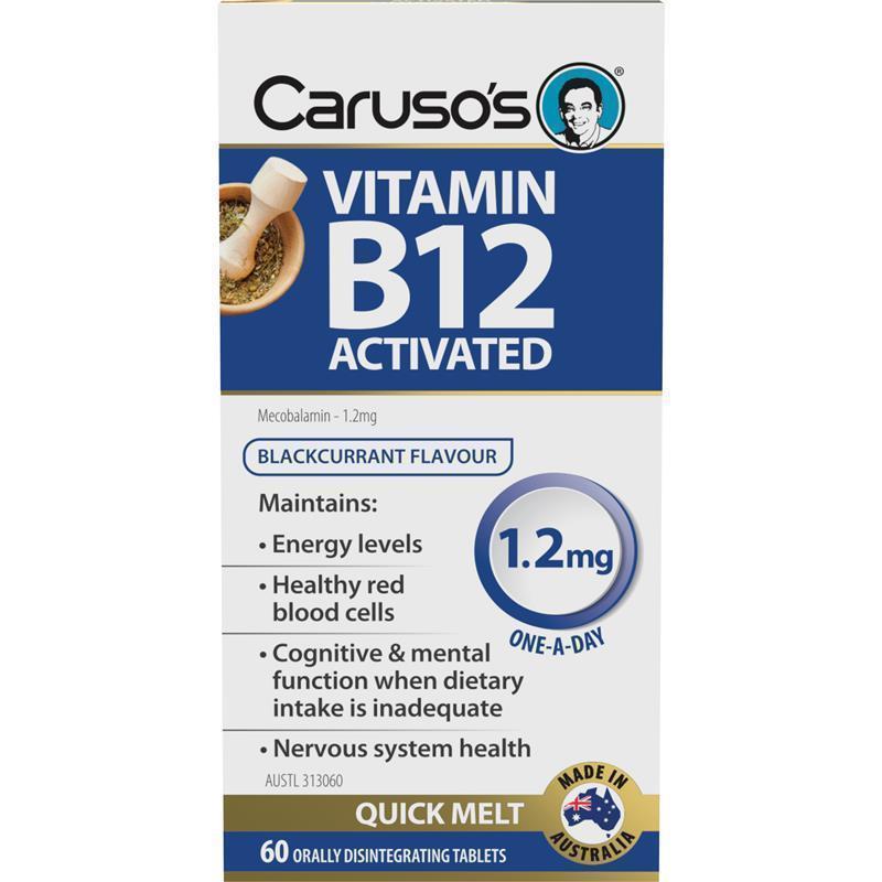 Carusos Vitamin B12 Activated 1200mcg 60 Orally Disintegrating Tablets