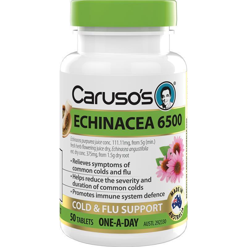Carusos One a Day Echinacea 6500mg 50 Tablets
