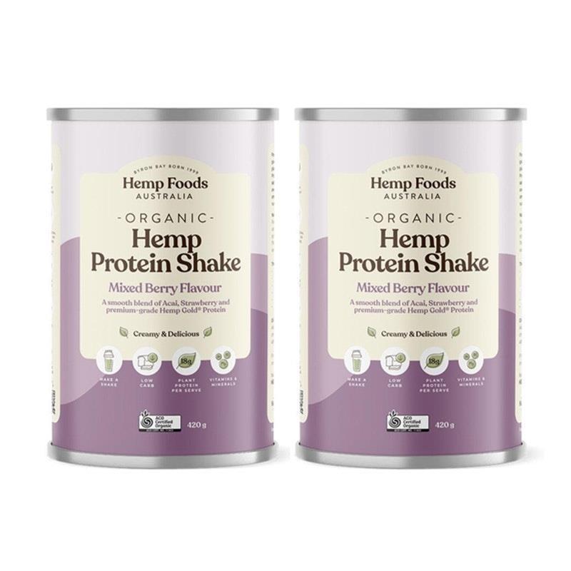 Hemp Foods Australia Organic Hemp Protein Mixed Berry 420g Twin Pack