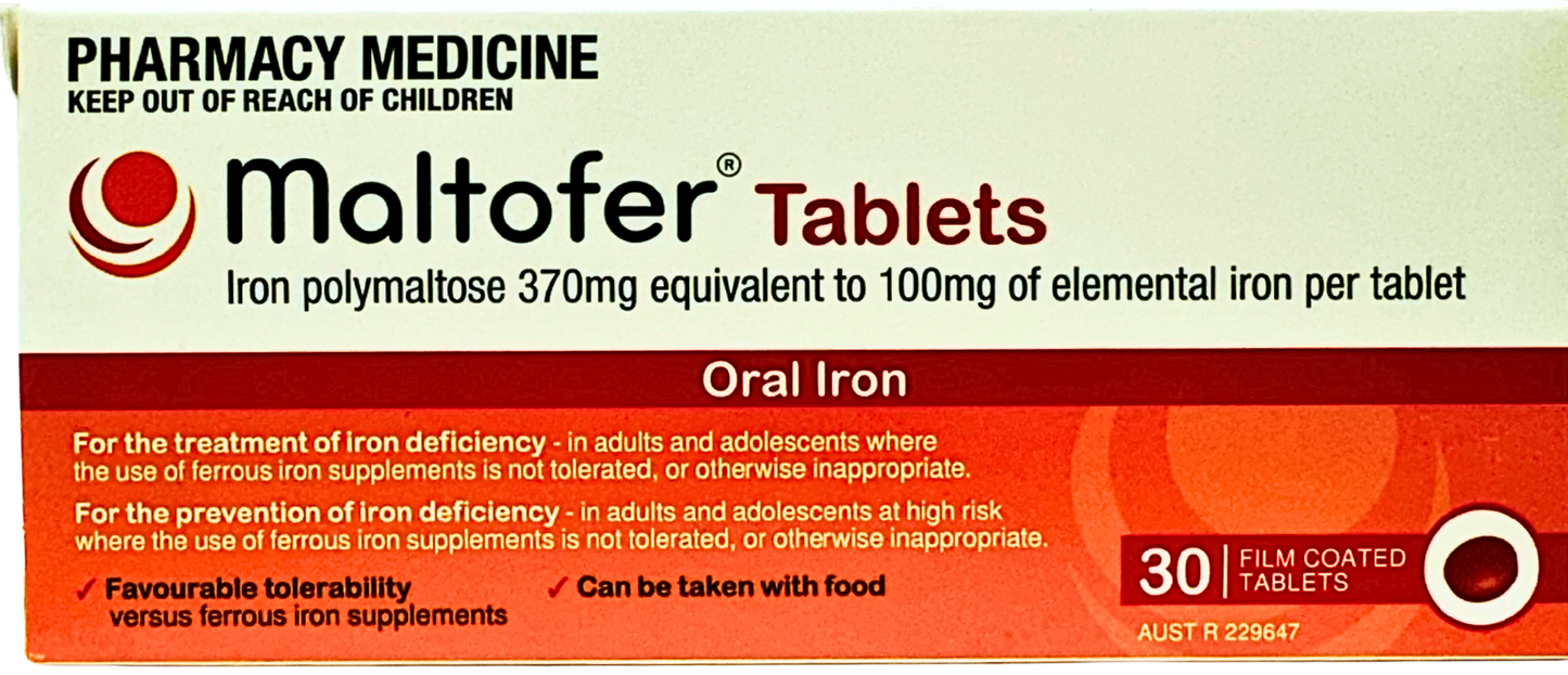 Maltofer Tablets (Oral Iron) 370mg x 30 Film Coated Tablets.