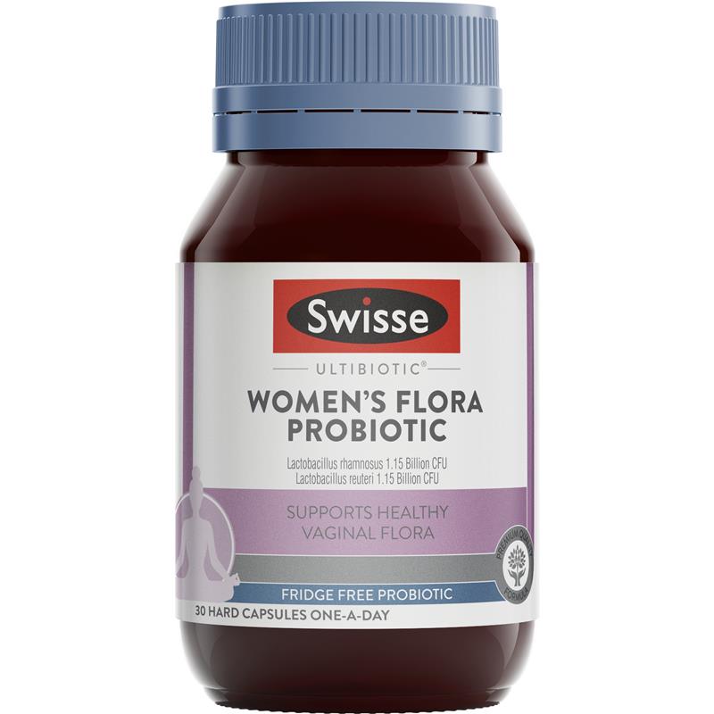 Swisse Ultibiotic Womens Flora Probiotic 30 Capsules (Lactobacillus rhamnosus (GR-1) 1.15 Billion CFU; Lactobacillus reuteri (RC-14) 1.15 Billion CFU)