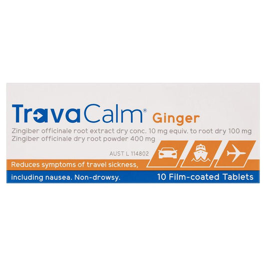 Travacalm Ginger 10 Tablets.