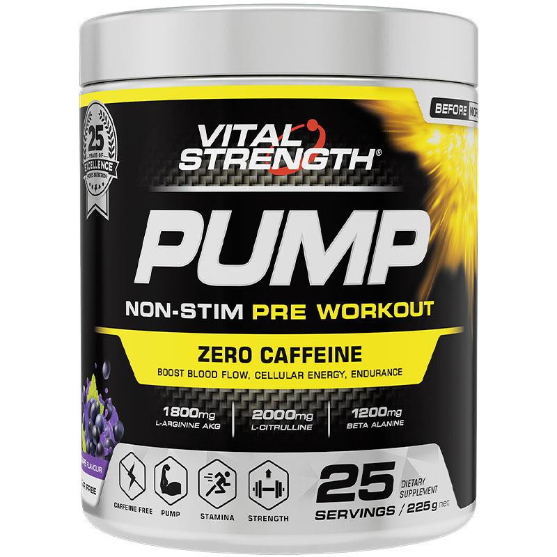 VitalStrength Pump Pre Workout Non-Stimulant Grape 225g