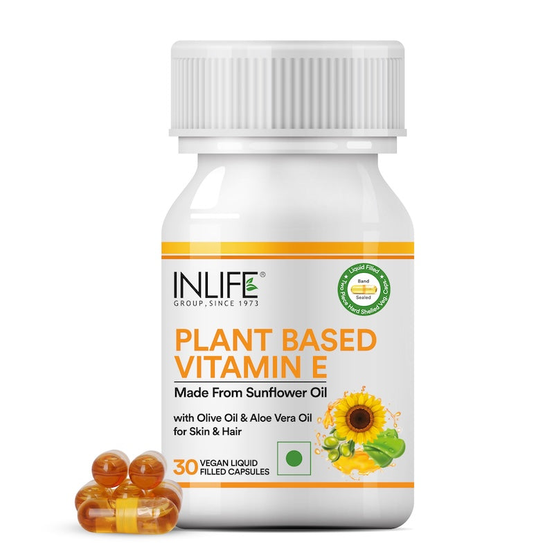Inlife Plant Based Natural Vitamin E Capsules, Sunflower, Olive & Aloe ...