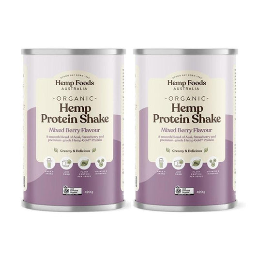 Hemp Foods Australia Organic Hemp Protein Mixed Berry 420g Twin Pack