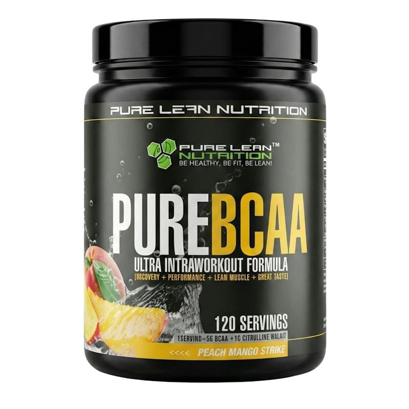 Pure Lean Nutrition Pure BCAA Intra Workout Branch Chain Amino Acids Recovery in Peach Mango 840g 120 Serves